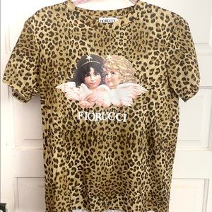 90s Fiorucci Leopard Tshirt with Cherubs